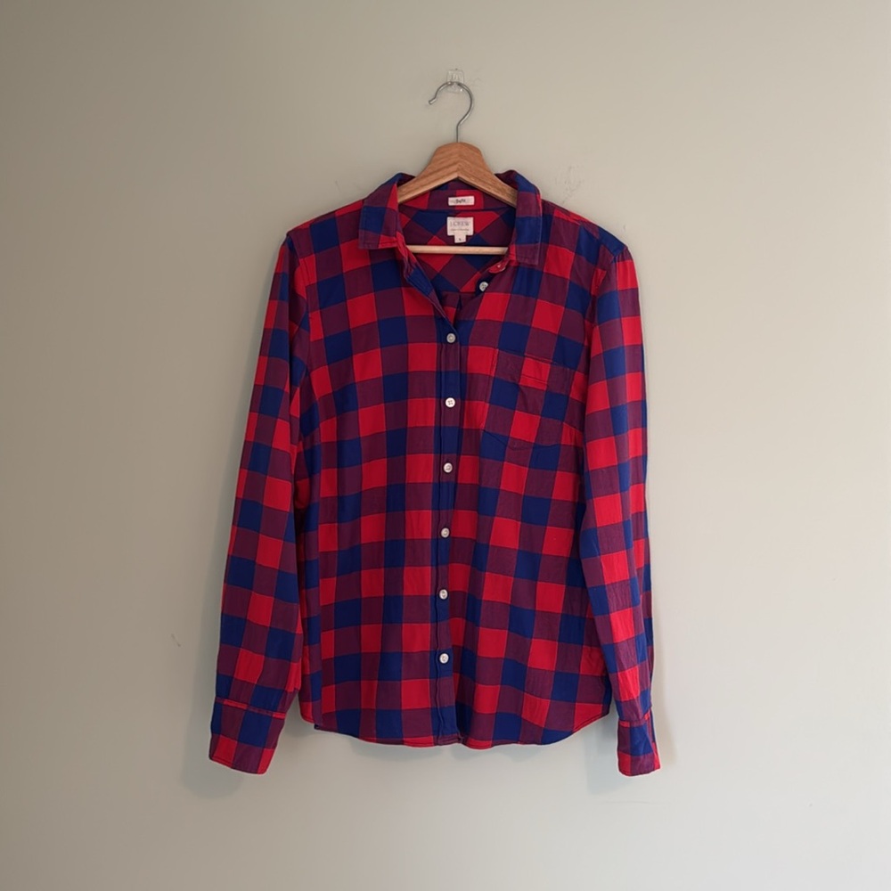 J. Crew Factor boy fit checkered button down flannel